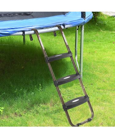 HBTower Trampoline Ladder | Horizontal Wide Steps | Universal Hook | UV Treated Steel | 220 lbs Capacity | Kids Trampoline Accessories (Black/Gold, 3-Step) - Buy Online on GoSupps.com