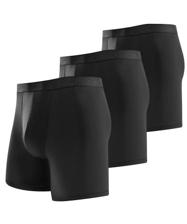 WANDER Mens Sport Underwear 3-Pack for Men Performance 6-inch Athletic Boxer Brief Tights Active Workout Underwear M/L/XL/XXL A-black(6-inch) Large
