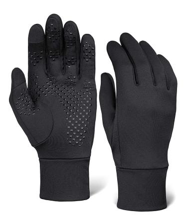 Touch Screen Running Gloves - Thermal Winter Glove Liners for Cold Weather for Men & Women - Thin, Lightweight & Warm Black Gloves for Texting, Cycling & Driving - Touchscreen Smartphone Compatible Medium / Large