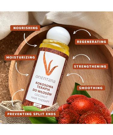 Orientana Hair Therapy Coconut with Amla & Neem - 99.9% Natural Vegan Treatment for Split Ends, Hair Loss, Growth, Dandruff & Damaged Hair - 105ml - Buy Online on GoSupps.com