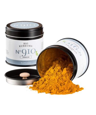 Rimoco N 910 Bio turmeric - spicy slightly earthy & fine herb |Perfect for oriental and Indian cuisineOrganic extension (DE- KO-007) |70g in an elegant spice jar with aromadeckel content: 70g (aromadosis)