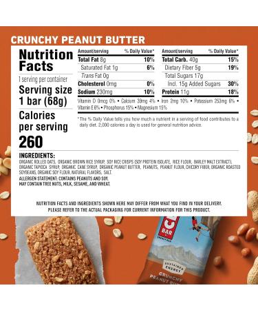 Buy Clif Bar Crunchy Peanut Butter Energy Bars 12 Pack | International Shipping Available - Buy Online on GoSupps.com