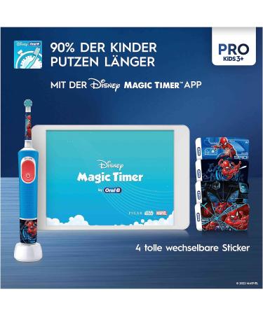 Oral-B Pro Kids Spiderman Electric Toothbrush - Soft Bristles Travel Case & Stickers | Ideal for Children 3+ | Sensitive Mode for Gentle Dental Care - Buy Online on GoSupps.com