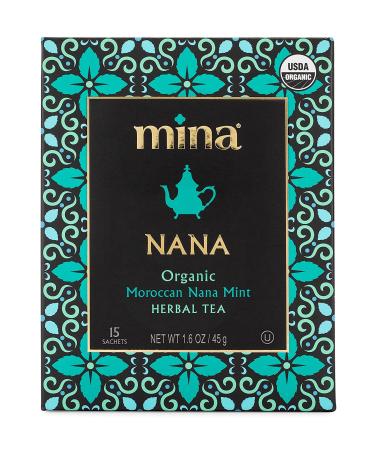 Mina Organic Moroccan Nana Mint Herbal Tea - Caffeine Free, Soothing Herbal Tea | 15 Biodegradable Sachets - Buy Online on GoSupps.com