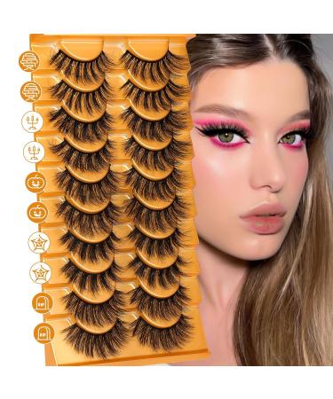 Yawamica False Eyelashes: 10 Pairs Pack of Mink Fluffy Wispy Lashes in 5 Styles - 15MM to 18MM Dramatic Full Volume Strip Lashes - Buy Online on GoSupps.com