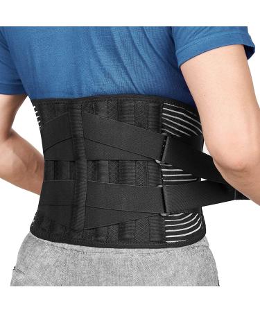 Double pull back lumbar belt belt waist orthopedic corset men women spine decompression waist trainer bracket back pain relief (color: black size: s) (black XL)