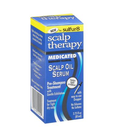 Sulfur 8 Medicated Scalp Thereapy Oil Serum 2.75 Fl Oz Pre-Shampoo Treatment for Dandruff Control No Silicones No Sulfates for Tight Dry Scalp Gentle Exfoliation Includes Easy to Use Dropper