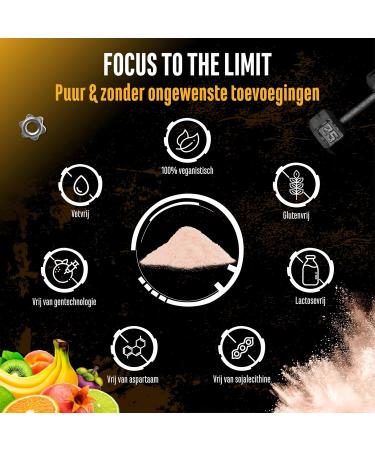 VitamineVersand 24 Focus to the Limit Highdose Pressure with LTyrosine + Turine + Insitol + Ginkgo extract + Citcoala root + Cafeola root + Cafeola root + Caffin & Vitamins 240 g Fruit Mix taste tastes tastes tastes - Buy Online on GoSupps.com