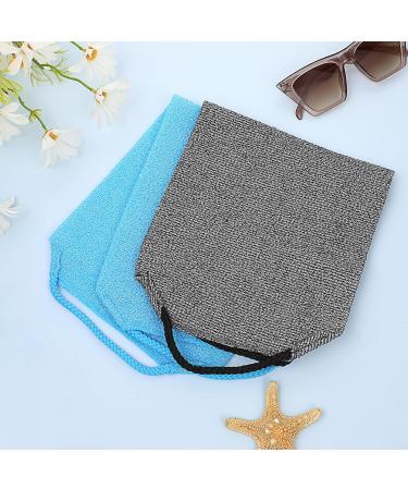 Lot de 2 serviettes exfoliantes pour le dos en nylon avec poign es (bleu + gris) - Buy Online on GoSupps.com
