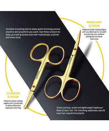 Utopia Care Gold Facial Hair Scissors for Men - Mustache, Beard & Nose Hair Trimming - Professional Stainless Steel - Buy Online on GoSupps.com