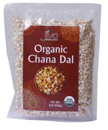 Jiva Organic Chana Dal 2 Pound Bag - Non-GMO Premium Certified - Split Desi Indian Chickpeas 2 Pound (Pack of 1)