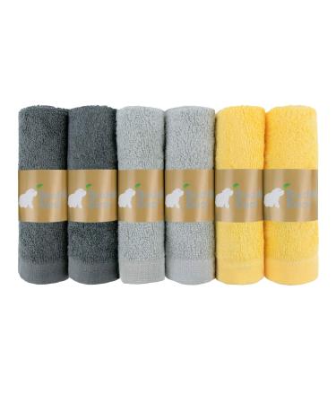 Budding Bear Baby Washy Bamboo (6 pieces) - 100% organic cotton & bamboo - Hypoallergen & absorbent for sensitive skin - free of chemicals & plastic - Unisex baby washcloths - multicolored