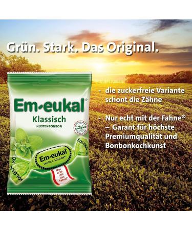 Buy EM-eukal Coughing Candy Classic - Sugar-Free & Lactose-Free Lollipops with Eucalyptus Oil & Menthol - Large 10x75g Pack | International Shipping - Buy Online on GoSupps.com