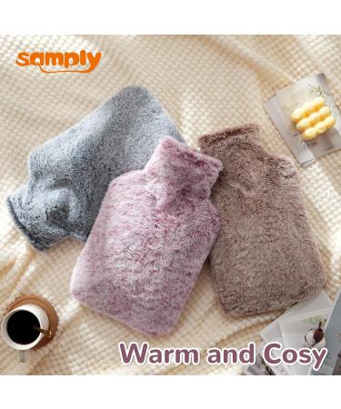 Samply 2L Rubber Hot Water Bottle with Luxury Faux Fur Cover - Pink | Bed Warmer & Pain Relief Solution - Buy Online on GoSupps.com