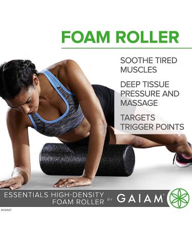 Gaiam Essentials 18-inch High Density Foam Roller for Deep Tissue Massage | Black - Buy Online on GoSupps.com