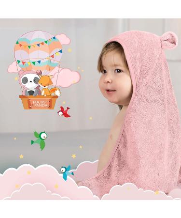 Fuchsundpanda Hooded Baby Towel - Extra Thick Warm & Soft 75x75cm | 100% Bamboo Hooded Towel with Gift Packaging (Peony) - Shop Now! - Buy Online on GoSupps.com