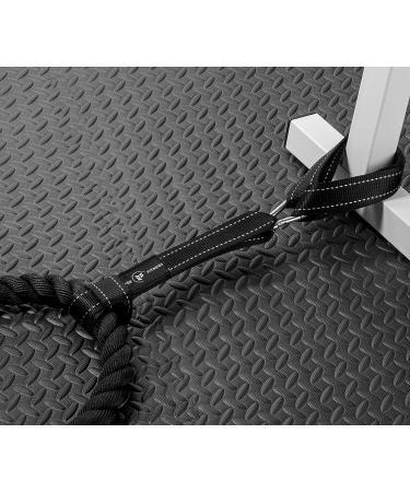 Battle Rope Anchor Strap Kit - Heavy Duty Reinforced Nylon | Easy Setup, Stops Damage | Stainless Steel Carabiner | Exercise Guide - Black/White - Buy Online on GoSupps.com