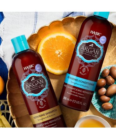 Hask Beauty Argan Oil Repairing Conditioner 12 fl oz - Nourish & Revive Hair - Buy Online on GoSupps.com