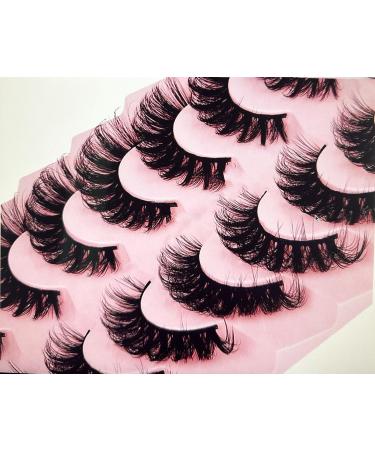 7 pairs false wispy eyelashes thick natural look mink fluffy cat eyes lashes faux Black