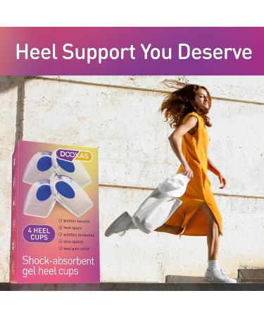 Heel Cups for Heel Pain Relief | Silicone Gel Inserts for Plantar Fasciitis | Shock Absorbing Cushion for Men & Women | Blue Size L - Buy Online on GoSupps.com
