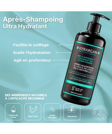 Kerargan - Ensemble Hydratant Shampoing Apr s-Shampoing Masque & S rum l Huile de Coco - Soin Complet pour Cheveux D shydrat s Ab m s - Sans Sulfate OGM Silicone - 3x500 ml + 100ml Coco 400 ml (Lot de 4) - Buy Online on GoSupps.com