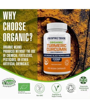 Organic Turmeric Curcumin High Strength with Black Pepper & Ginger 2130MG - 120 Vegan Capsules - Advanced Formula with Curcumin - 3 Month Supply - Buy Online on GoSupps.com