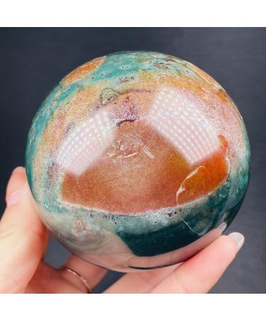 Natural Crystal Rough Gemstones for Decoration Natural Ocean Jasper Sphere Quartz Crystals Gemstones Ball Reiki Fine Home Decoration Aura Crystal Reiki Crystal Stone (Size : 55-60mm)