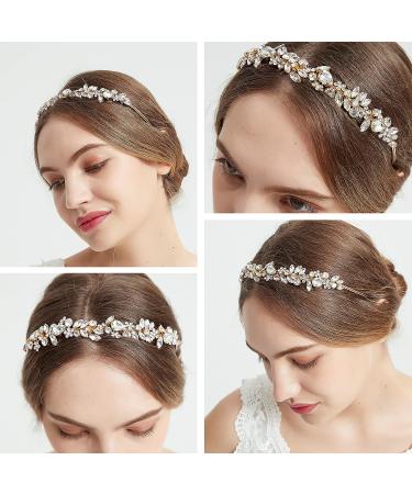 Oriamour Handmade Crystal Wedding Headband - Bridal Hair Accessory for Bride, Bridesmaids, Prom, Flower Girl - Gold - Buy Online on GoSupps.com