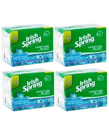 Irish Spring Deodorant Bar Soap Moisture Blast with HydroBeads  3.75oz  8 Bars
