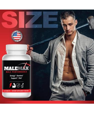 MaleMax Male Performance Size Enhancement Pills for Men Add Up to 4-6 Fast Boost Stamina Drive & Energy Thicker Fuller Harder Results in and Out of The Gym Safe & Effective 60 Tablets - Buy Online on GoSupps.com