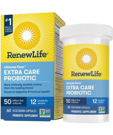 Renew Life Ultimate Flora Extra Care Probiotic 50 Billion Live Cultures 60 Vegetarian Capsules