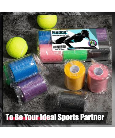 Upgraded 6 Pack Multi Color Pre Wrap Athletic Tape - Perfect for Hair & Sports | Pink Black Blue Purple Green Yellow - Buy Online on GoSupps.com