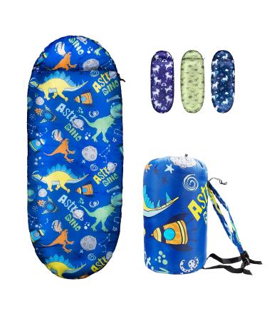 Kids Sleeping Bags for Boys  Astro Dino  Rioyalo YOLO 45 Camping Sleeping Bags for Kids with Carry Bag - Outdoor and Indoor (Space Dinosaur)