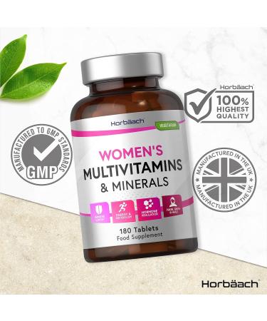 Women's Multivitamins with Iron, Calcium, Biotin, Folic Acid, Vitamins D3, B3, B6 & B5 | 180 Vegetarian Tablets by Horbaach - Buy Online on GoSupps.com