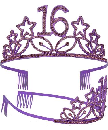 MEANT2TOBE 16th Birthday Sash and Tiara for Girls - Fabulous Set for Sweet 16 Party - Glitter Sash + Rhinestone Tiara - Purple Sparkle Gift Set - Buy Online on GoSupps.com