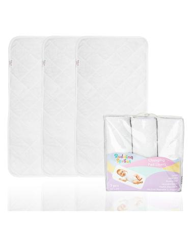 Budding Sprout Bamboo Rayon Extra Absorbent Waterproof Quilted 5 Layers Changing Pad Liners (3-Pack) Larger Size 15 x 29, Hypoallergenic and Soft