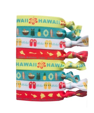 8 Piece Hawaiian Hair Ties - Hawaiian Accessories - Hawaiian Gifts - Hawaii Gifts - Hawaii Accessories - Aloha - Hawaiian Islands