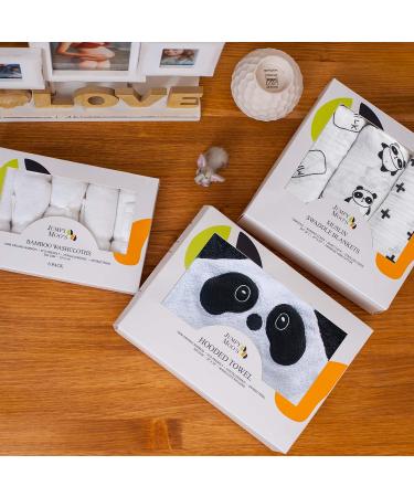 JM Organic Bamboo Hooded Baby Towel for Kids & Babies - 35x35 - Hypoallergenic & Absorbent - Newborn Essentials Gift Set with Washcloth & Laundry Bag - Buy Online on GoSupps.com