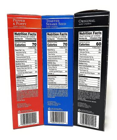 Monet Cracker Variety Bundle | Toasted Sesame Seeds & Pepper Poppy Original | Zero Trans Fat Thins Snack Crackers - 3 Pk 4.4 oz - Buy Online on GoSupps.com