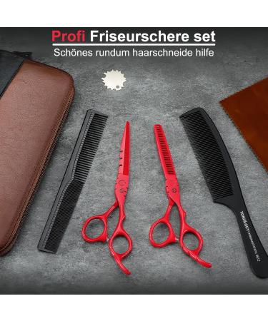 Purple Dragon 5.5 Inch Hairdressing Scissors Set (Red) 5 5" Red - Buy Online on GoSupps.com