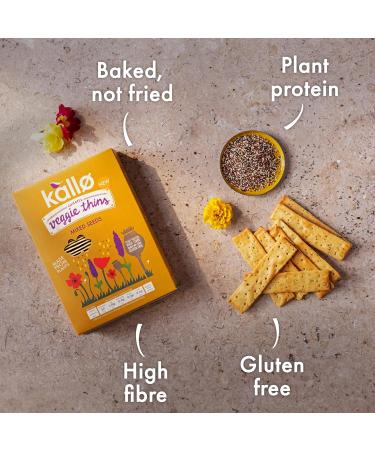 Kallo Mixed Seeds Veggie Thins Crackers | Healthy Snacks High Fibre Gluten Free Plant Protein & Baked |100g Single Pack - Buy Online on GoSupps.com