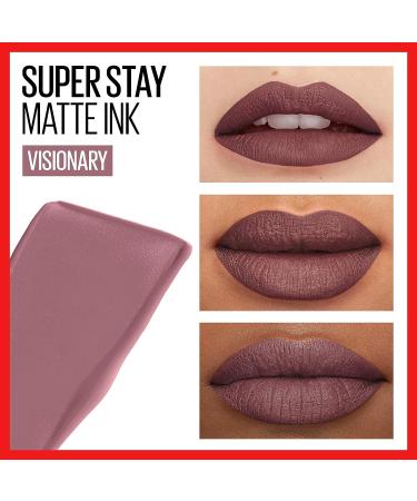 Maybelline Super Stay Matte Ink Liquid Lipstick in Visionary Taupe Purple - Long Lasting Color - 16H Wear - 0.17 Fl Oz - Buy Online on GoSupps.com