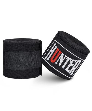 HUNTER Professional Boxing Hand Wraps for Men & Women-180 inch Wrist Wraps-Boxing Gloves Handwraps are Ideal for Kickboxing, Muay Thai & MMA (4.5 Meter) Black 4.5 Meter