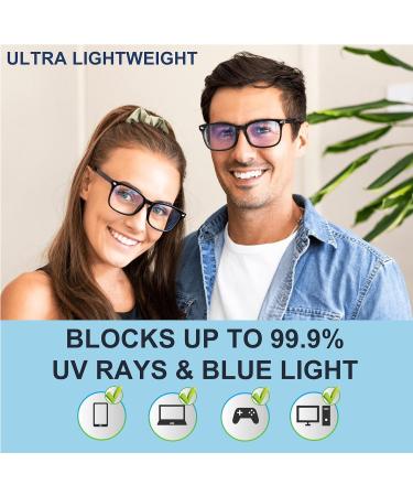 Riccardo Materossi Premium Blue Light Filter Glasses - Screen Masters Square Black Frames for Headache Relief & Better Sleep - International Shipping Available - Buy Online on GoSupps.com