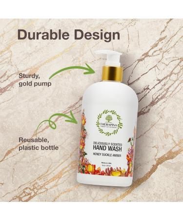 Luxury Vegan Aromatherapy Liquid Hand Soap | Moisturizing Aloe Vera & Honeysuckle Amber Scent | 16 Oz for Kitchen & Bathroom - Buy Online on GoSupps.com