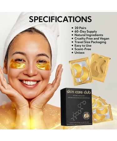 uniddis 24K Gold Under Eye Hydrogel Mask | Dark Circles, Fine Lines, Puffy Eyes | Collagen & Hyaluronic Acid | Cruelty Free, Vegan | 20 Pairs - Buy Online on GoSupps.com