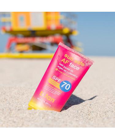 b.tan SPF 70 Face Sunscreen | Sun Safe AF Facial Lotion - Hydrating & Silky with Vitamin C, Jojoba, and Argan Oil - Reef Friendly & Vegan - 3 Fl Oz - Buy Online on GoSupps.com