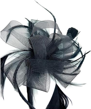 Looped Feather Comb Fascinator for Women Ladies Day Races Ascot Weddings Hair Piece (Black) Black L - Buy Online on GoSupps.com