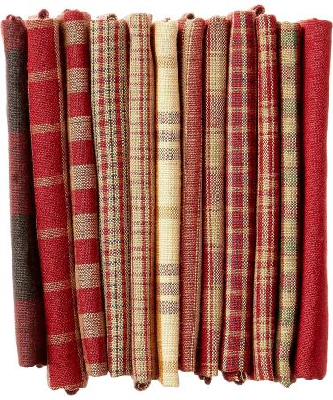 Dunroven House Homespun 12-Piece Fat Quarters - Red (18x21-Inch) - Premium Fabric Bundle - Buy Online on GoSupps.com