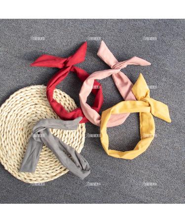 9 Pack Solid Color Twist Bow Headbands for Women Girls - AUEAR Rabbit Ear Bow Head Wraps Hair Accessories - Buy Online on GoSupps.com